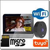 Видеоглазок с монитором Tuya Wi-Fi HDcom DW6-Tuya для двери с записью на SD карту и датчиком движения