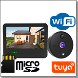 Видеоглазок с монитором для двери Tuya Wi-Fi "HDcom DW8-Tuya" с записью на SD карту и датчиком движения
